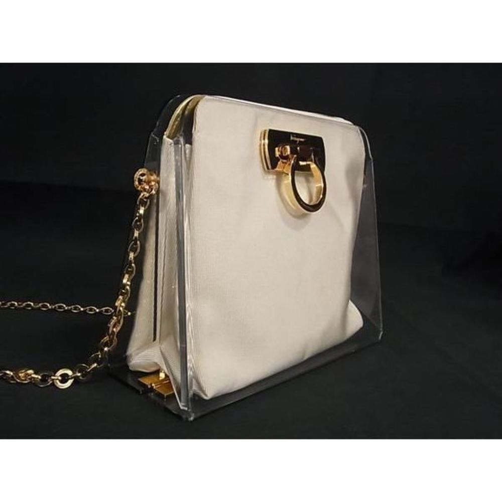 Salvatore Ferragamo Plastic Crossbody Shoulder Clear Bag Gancini
